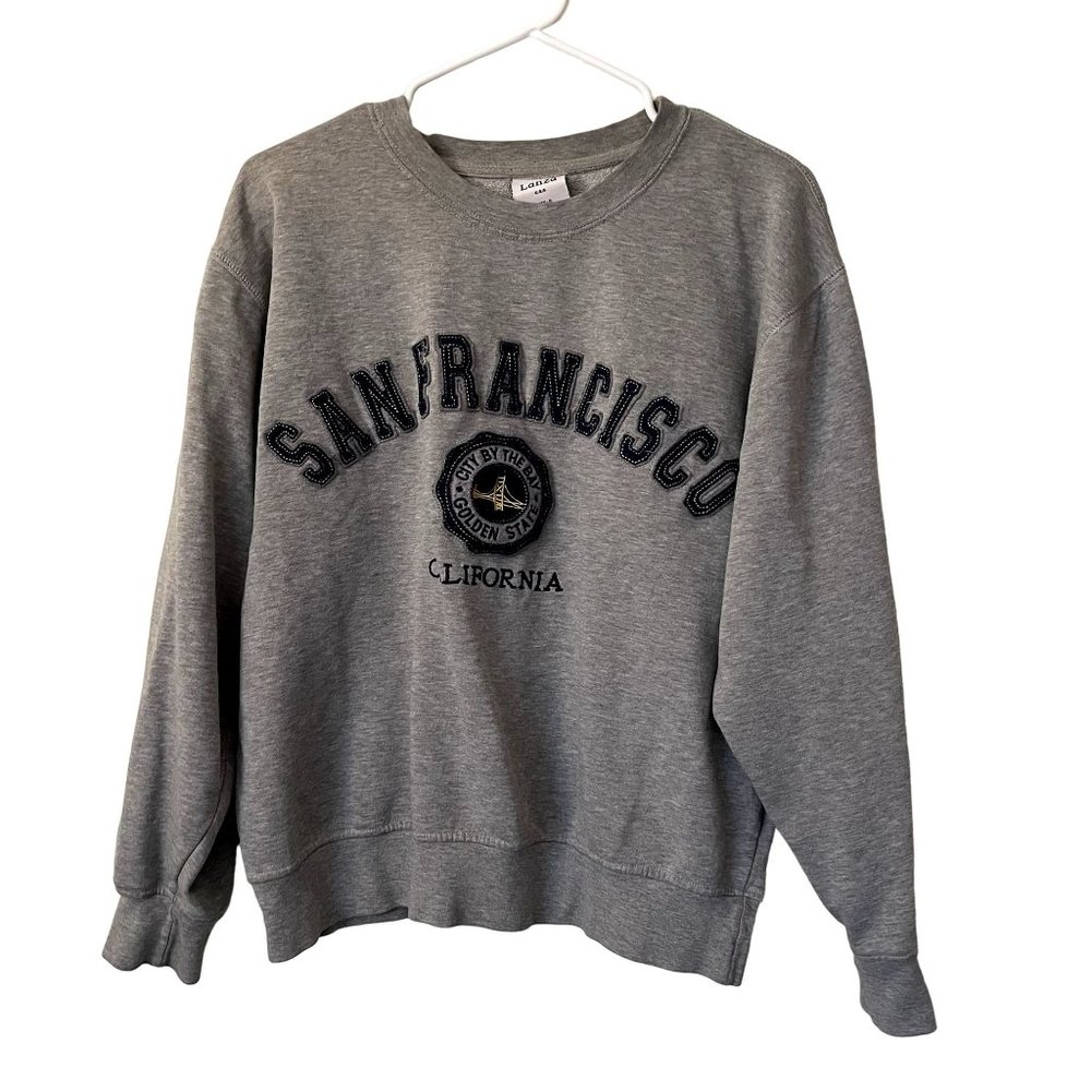 Lanza USA San Francisco California gray crewneck comfortable sweater classic